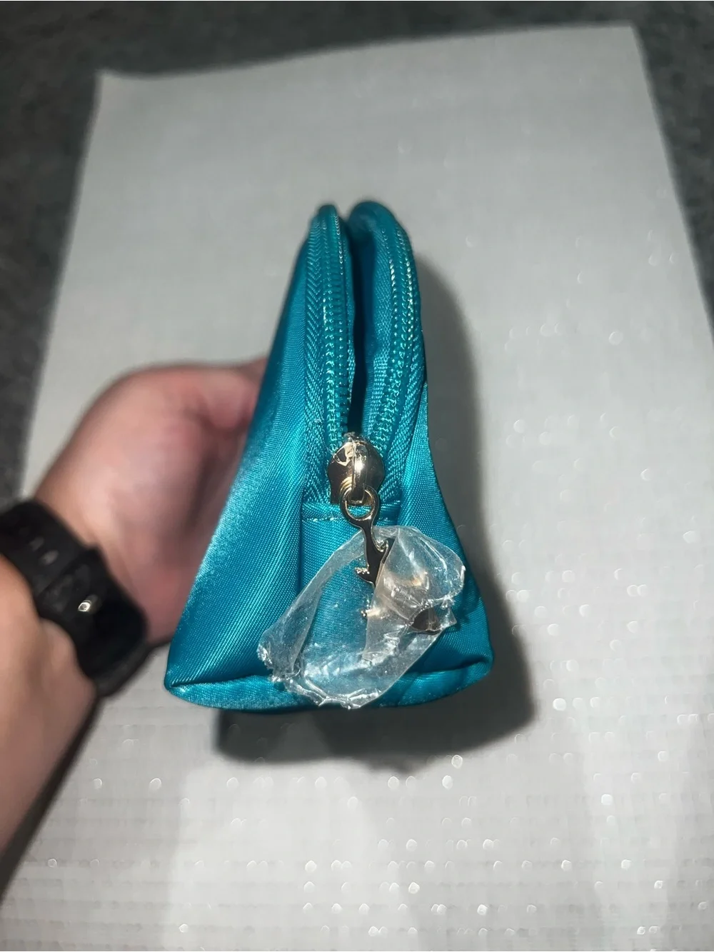🦈 Biossance x Oceana Teal Shark Print Cosmetic Makeup Bag Pouch NWOT